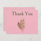 Carte Postale Merci rose et vert Floral (Devant / Derrière)