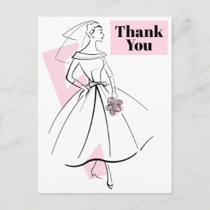 Carte postale Merci rose Fashion Bride