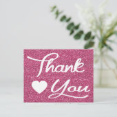 Carte postale Merci rose Fuchsia Heart (Debout devant)