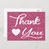 Carte postale Merci rose Fuchsia Heart (Devant / Derrière)