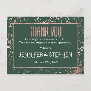 Carte Postale Merci rose Gold Green Paint Splatters