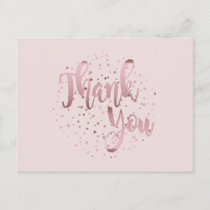 Carte Postale Merci Rose Gold Paillettes Roses Nettoyant