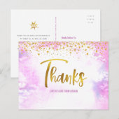 Carte Postale Merci rose or doux 16 Aquarelle Anniversaire (Devant / Derrière)