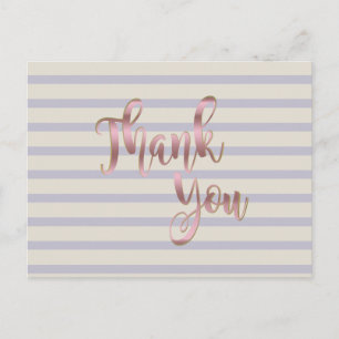 Carte Postale Merci Rose or Parties scintillant rayée propre