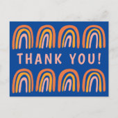 Carte Postale MERCI Rose Orange Bleu Douce Arc-en-ciel (Devant)