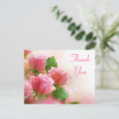 Carte Postale Merci rose rose Fleur Blank Floral Post Card (Debout devant)