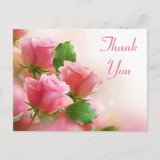 Carte Postale Merci rose rose Fleur Blank Floral Post Card (Devant)