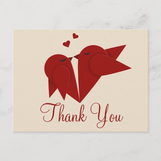 Carte Postale Merci Rouge Bourgogne LovebirdsMariage rose (Devant)