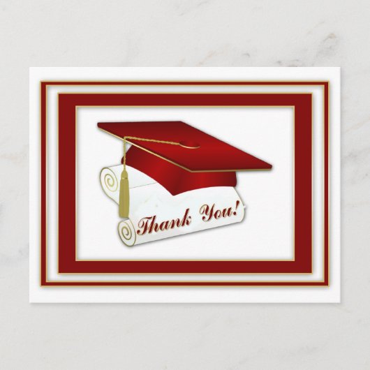 Carte postale Merci rouge diplômée (Devant)