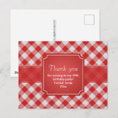 Carte Postale Merci rouge En vichy chèques Motif géométrique (Devant / Derrière)