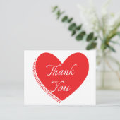 Carte Postale Merci Rouge Et Blanc Coeur Amour (Debout devant)