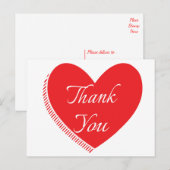 Carte Postale Merci Rouge Et Blanc Coeur Amour (Devant / Derrière)