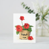 Carte postale Merci rouge Gerbera Fleur Pot (Debout devant)
