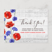 Carte Postale Merci Rouge Poppy & Cornflower Bois rustique (Devant)