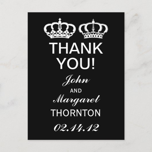Carte Postale Merci royal noir blanc (Devant)