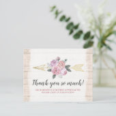 Carte Postale Merci Russe Bohème Flore Flèches Blush Rose (Debout devant)