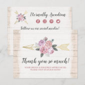 Carte Postale Merci Russe Bohème Flore Flèches Blush Rose (Devant / Derrière)