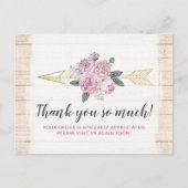 Carte Postale Merci Russe Bohème Flore Flèches Blush Rose (Devant)