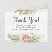 Carte Postale Merci Rustique Aquarelle Succulent Cactus du déser (Devant)