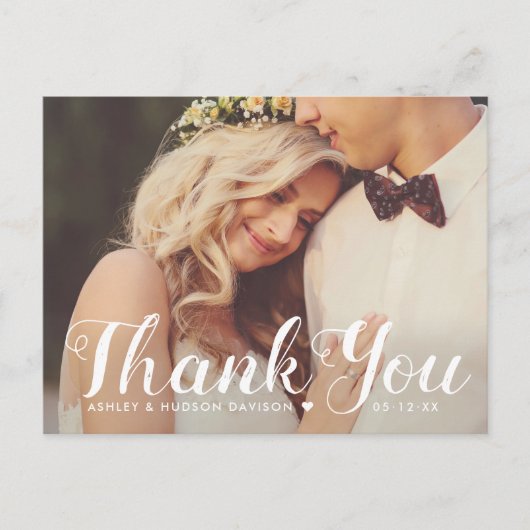 Carte Postale Merci rustique brossé Script Mariage photo (Devant)