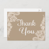 Carte Postale Merci rustique Brown & dentelle florale blanche (Devant / Derrière)