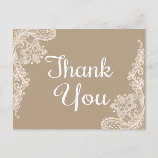 Carte Postale Merci rustique Brown & dentelle florale blanche (Devant)