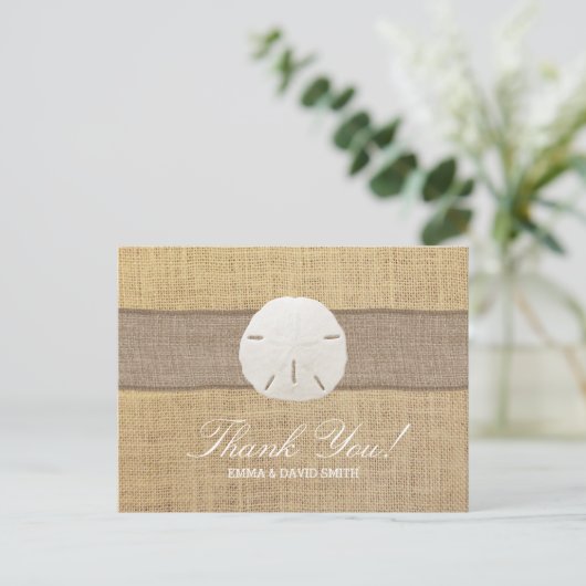 Carte Postale Merci rustique Burlap Dollar (Debout devant)