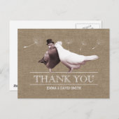 Carte Postale Merci Rustique Inséparable Burlap (Devant / Derrière)