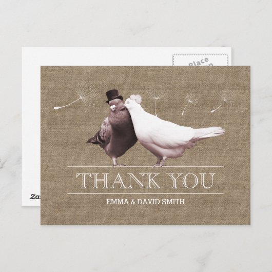 Carte Postale Merci Rustique Inséparable Burlap (Devant / Derrière)