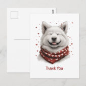 Carte Postale Merci Saint-Valentin Samoyed Chien (Devant / Derrière)