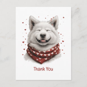Carte Postale Merci Saint-Valentin Samoyed Chien