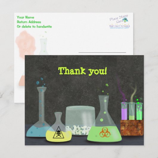 Carte postale Merci scientifique (Devant / Derrière)