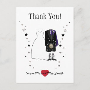 Carte Postale Merci Scottish bride & Groom - violet