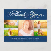 Carte Postale Merci Script élégant 5 Multi Photo Graduation (Devant)