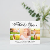 Carte Postale Merci Script élégant 5 Multi Photo Graduation (Debout devant)