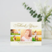 Carte Postale Merci Script élégant 5 Multi Photo Graduation (Debout devant)