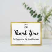 Carte Postale Merci Script Elegant Black White Gold Business (Debout devant)