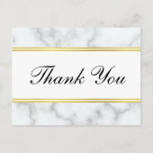 Carte Postale Merci Script Elégant Marbre blanc Faux & Or (Devant)