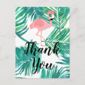 Carte Postale merci script flamingo et palmiers (Devant)