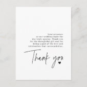 Carte Postale Merci Script Mariage Coeur Message de gratitude (Devant)