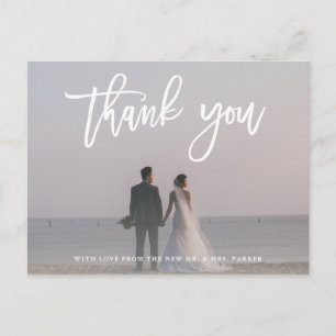 Carte Postale Merci Script moderne avec photo Mariage