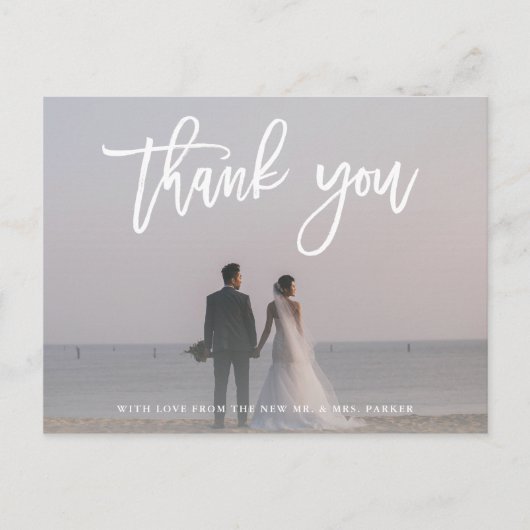 Carte Postale Merci | Script moderne avec photo Mariage (Devant)