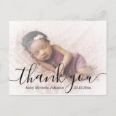 Carte Postale merci, script moderne, photo bébé nouveau-né (Devant)
