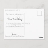 Carte Postale Merci script personnalisé photo mariage merci (Dos)