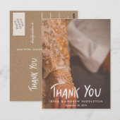Carte Postale Merci Script Rustique Kraft Mariage de papier phot (Devant / Derrière)