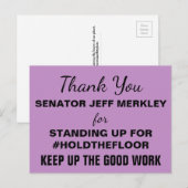 Carte Postale Merci Sénateur Merkley #HoldTheFloor Résister (Devant / Derrière)