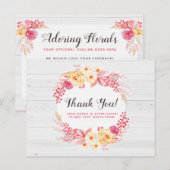 Carte Postale Merci Shabby Chic Roses & Rustic Wood Floral (Devant / Derrière)