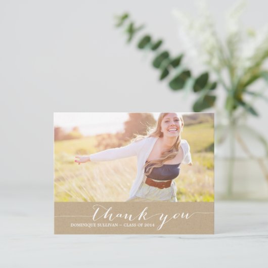 Carte postale Merci Shabby Chic Script Graduation (Debout devant)