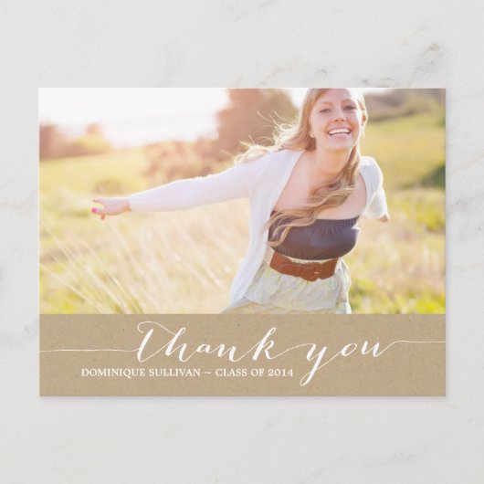 Carte postale Merci Shabby Chic Script Graduation (Devant)