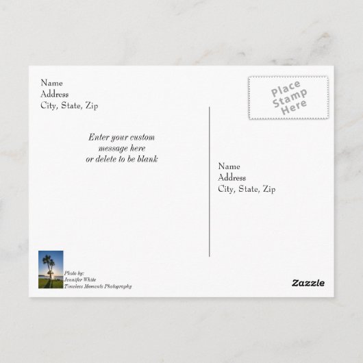 Carte postale Merci silhouette de ciseaux palmier (Dos)